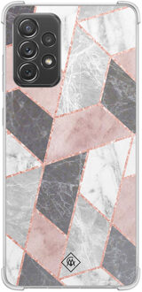 Casimoda Samsung Galaxy A52(s) shockproof hoesje - Stone grid Roze