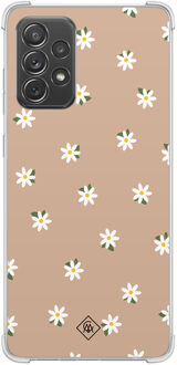 Casimoda Samsung Galaxy A52(s) shockproof hoesje - Sweet daisies Bruin/beige