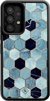 Casimoda Samsung Galaxy A52(s) zwarte case - Blue cubes Blauw