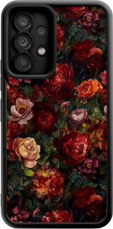 Casimoda Samsung Galaxy A52(s) zwarte case - Floral red garden Rood