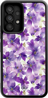 Casimoda Samsung Galaxy A52(s) zwarte case - Floral violet Paars
