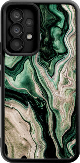 Casimoda Samsung Galaxy A52(s) zwarte case - Green waves Groen