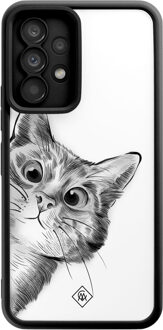 Casimoda Samsung Galaxy A52(s) zwarte case - Kat kiekeboe Wit