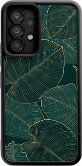 Casimoda Samsung Galaxy A52(s) zwarte case - Monstera leaves Groen