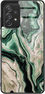 Casimoda Samsung Galaxy A52s glazen hardcase - Green waves Groen