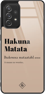 Casimoda Samsung Galaxy A52s glazen hardcase - Hakuna Matata Bruin/beige