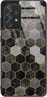 Casimoda Samsung Galaxy A52s glazen hardcase - Hexagons zwart