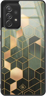 Casimoda Samsung Galaxy A52s glazen hardcase - Kubus groen