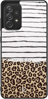 Casimoda Samsung Galaxy A52s glazen hardcase - Leopard lines Bruin/beige