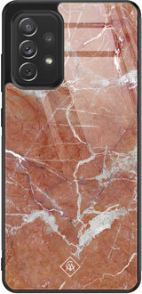 Casimoda Samsung Galaxy A52s glazen hardcase - Marble sunkissed Rood