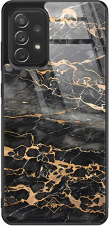 Casimoda Samsung Galaxy A52s glazen hardcase - Marmer grijs brons Grijs/zilverkleurig