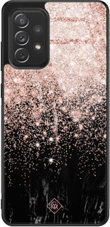 Casimoda Samsung Galaxy A52s glazen hardcase - Marmer twist Zwart