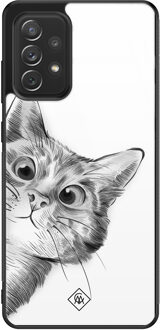 Casimoda Samsung Galaxy A52s glazen hardcase - Peekaboo Wit
