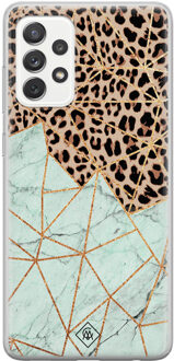 Casimoda Samsung Galaxy A52s siliconen hoesje - Luipaard marmer mint Bruin/beige, Mint