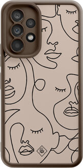 Casimoda Samsung Galaxy A53 bruine case - Abstract faces Bruin/beige