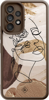 Casimoda Samsung Galaxy A53 bruine case - Abstract gezicht bruin Bruin/beige