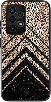 Casimoda Samsung Galaxy A53 hoesje - Chevron luipaard Zwart, Bruin/beige