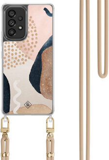 Casimoda Samsung Galaxy A53 hoesje met beige koord - Abstract dots Bruin/beige