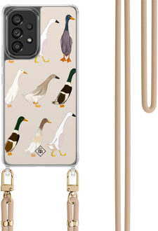 Casimoda Samsung Galaxy A53 hoesje met beige koord - Duck life Bruin/beige