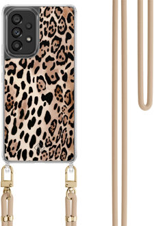 Casimoda Samsung Galaxy A53 hoesje met beige koord - Golden wildcat Bruin/beige