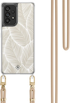 Casimoda Samsung Galaxy A53 hoesje met beige koord - Palm leaves beige Bruin/beige
