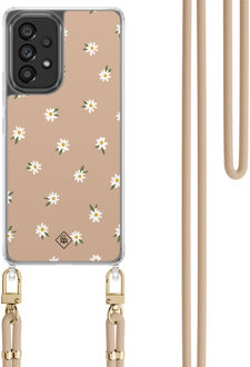 Casimoda Samsung Galaxy A53 hoesje met beige koord - Sweet daisies Bruin/beige