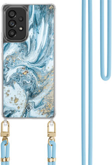 Casimoda Samsung Galaxy A53 hoesje met blauw koord - Marble sea