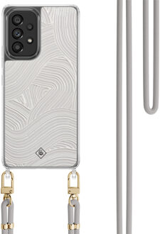 Casimoda Samsung Galaxy A53 hoesje met grijs koord - Abstract waves Grijs/zilverkleurig