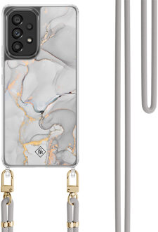 Casimoda Samsung Galaxy A53 hoesje met grijs koord - Marmer grijs Grijs/zilverkleurig