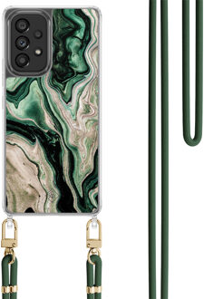 Casimoda Samsung Galaxy A53 hoesje met groen koord - Green waves