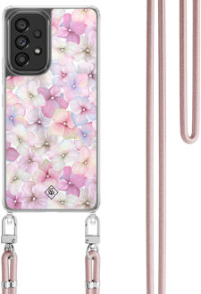 Casimoda Samsung Galaxy A53 hoesje met rosegoud koord - Hortensia Paars