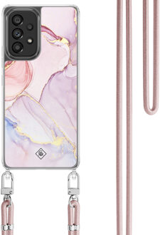 Casimoda Samsung Galaxy A53 hoesje met rosegoud koord - Purple sky Paars
