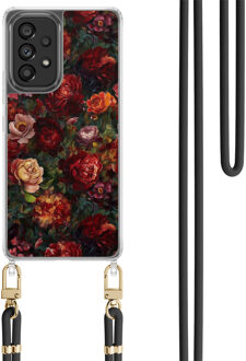 Casimoda Samsung Galaxy A53 hoesje met zwart koord - Floral red garden Rood