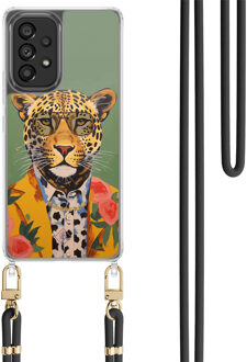 Casimoda Samsung Galaxy A53 hoesje met zwart koord - Luipaard hipster Groen