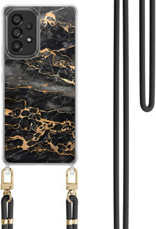 Casimoda Samsung Galaxy A53 hoesje met zwart koord - Marmer grijs brons