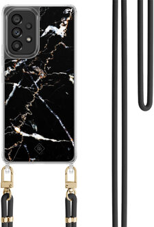 Casimoda Samsung Galaxy A53 hoesje met zwart koord - Marmer zwart