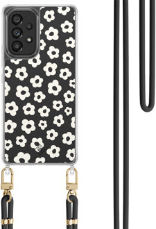 Casimoda Samsung Galaxy A53 hoesje met zwart koord - Retro bloempjes