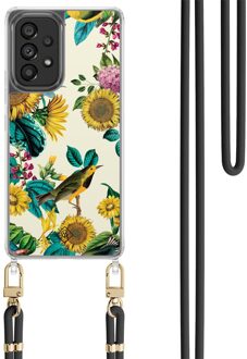 Casimoda Samsung Galaxy A53 hoesje met zwart koord - Sunflowers Geel, Multi