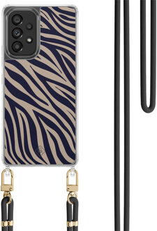 Casimoda Samsung Galaxy A53 hoesje met zwart koord - Wavy twist Blauw