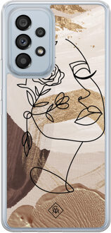 Casimoda Samsung Galaxy A53 hybride hoesje - Abstract gezicht bruin Bruin/beige