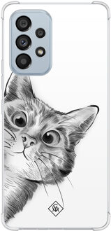 Casimoda Samsung Galaxy A53 shockproof hoesje - Kat kiekeboe Grijs/zilverkleurig