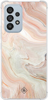 Casimoda Samsung Galaxy A53 shockproof hoesje - Marmer waves Bruin/beige