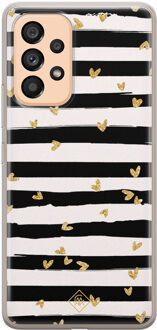 Casimoda Samsung Galaxy A53 siliconen hoesje - Hart streepjes Zwart, Goudkleurig