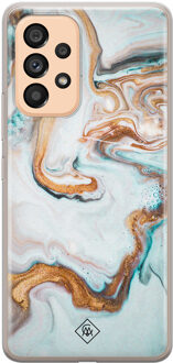 Casimoda Samsung Galaxy A53 siliconen hoesje - Marmer blauw goud Blauw, Goudkleurig
