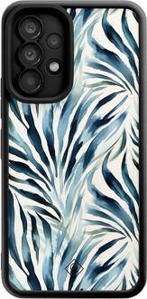 Casimoda Samsung Galaxy A53 zwarte case - Japandi waves Blauw