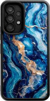 Casimoda Samsung Galaxy A53 zwarte case - Ocean marble Blauw