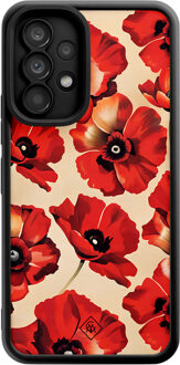 Casimoda Samsung Galaxy A53 zwarte case - Poppy flowers Rood
