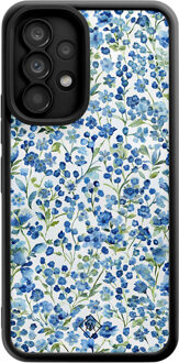 Casimoda Samsung Galaxy A53 zwarte case - Vintage blue floral Blauw