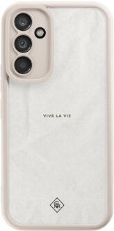 Casimoda Samsung Galaxy A54 beige case - Vive la vie Grijs/zilverkleurig