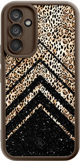 Casimoda Samsung Galaxy A54 bruine case - Luipaard chevron Bruin/beige
